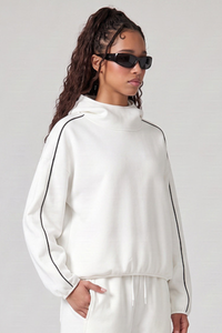 Women's Fall Relaxed Contrast Color Stripe High Neck Hoodie