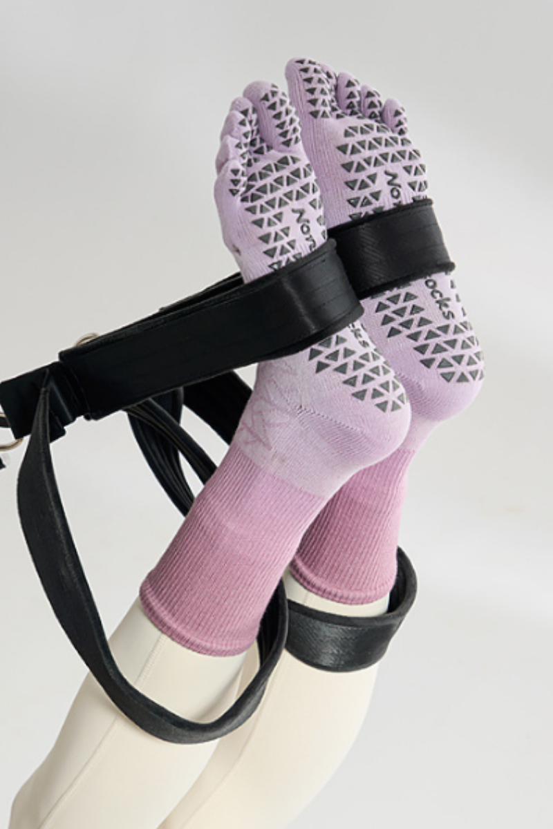 Women's Colorful Ombre Crew Yoga Grip Five-Toe Socks