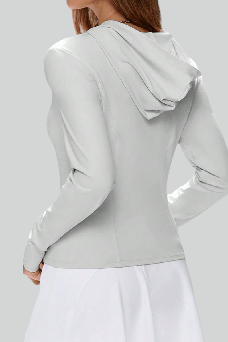 Women's Hooded Zippered Slim-Fit Sports Jacket