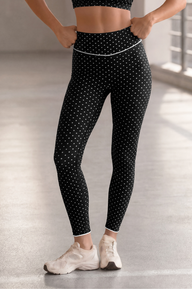 Women's Polka Dot V High Rise No Front Seam Yoga Leggings
