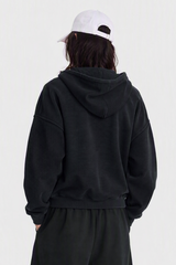 Women's Fall Vintage Washed Waffle Full Zip Up Hooded Jacket