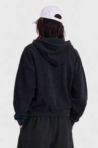 Women's Fall Vintage Washed Waffle Full Zip Up Hooded Jacket