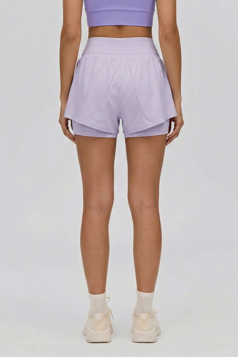 Women's Summer Cooling Faux Two-Piece Drawstring Sports Shorts