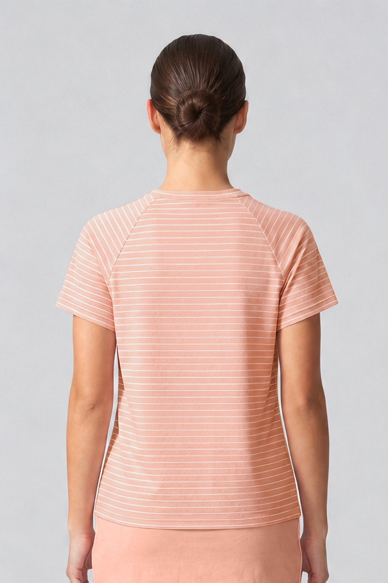 Women's Striped Color Block Raglan Athletic Yoga T-Shirt