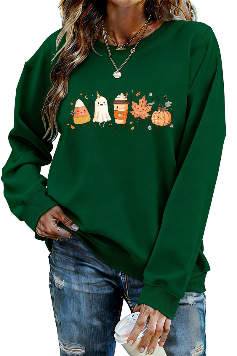 Women's Fall Halloween Graphic Soft Relaxed Sweatshirt