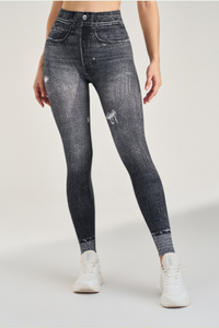 Women's  denim print waist yoga leggings