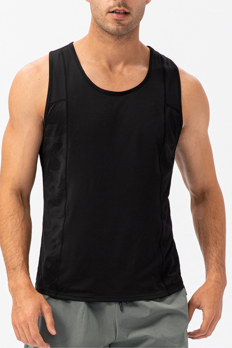 Men's Breathable Sleeveless Mesh Panel Athletic Tank Top