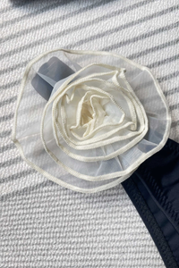 Women's 3D Floral Strapless Metal Back High Waist Bikini Set