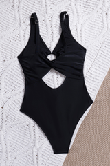 Women's Summer Metal Cut Out One-Piece Beach Swimsuit