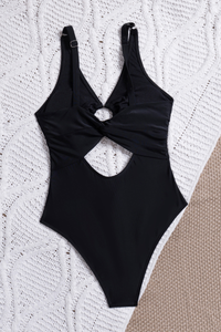 Women's Summer Metal Cut Out One-Piece Beach Swimsuit