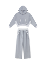 Women's Fall Color Block Set:Cropped Hoodie And Sweatpants