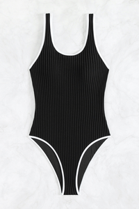 Women's U-neck Color Block One-Piece Swimsuit