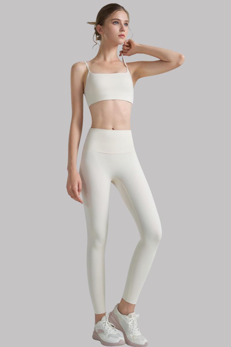 Women's Thin-Strap Bra And No Front Seam Lycra Leggings Sets