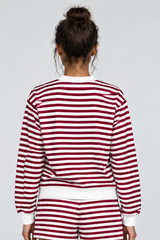 Women's Loungewear Winter Stripe Color Block Sweatshirt