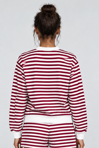 Women's Loungewear Winter Stripe Color Block Sweatshirt