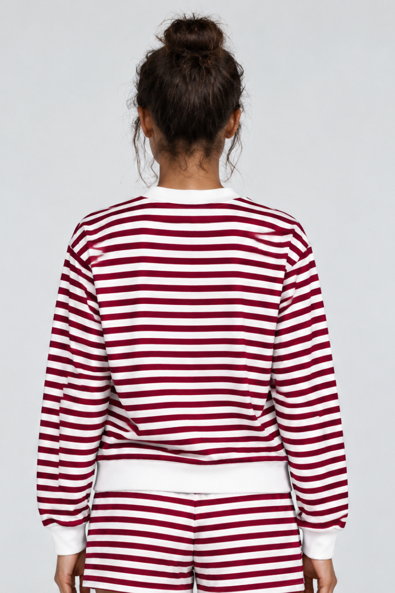Women's Loungewear Winter Stripe Color Block Sweatshirt