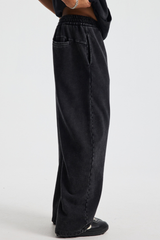 Wax-dyed, water-washable, distressed long pants