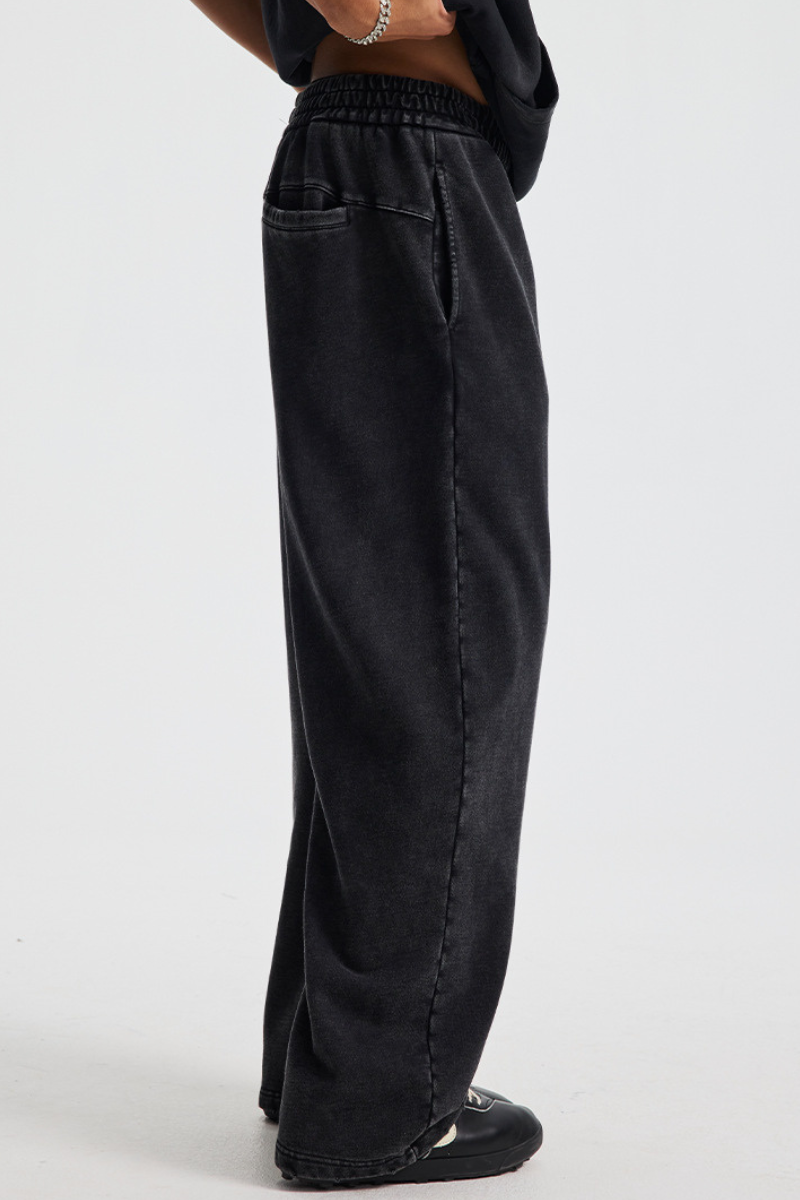 Wax-dyed, water-washable, distressed long pants