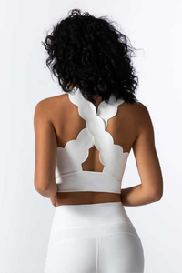 Women's Scalloped Halter Neck Cut Out Sports Bra