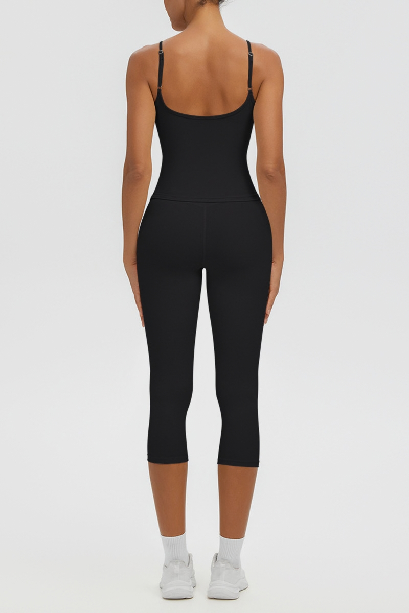 Women's Athletic Tank Top & High Waist Capri Leggings Set