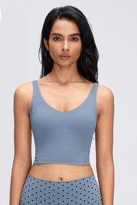 Women's Naked Feeling V Neck Padded Sports Yoga Bra