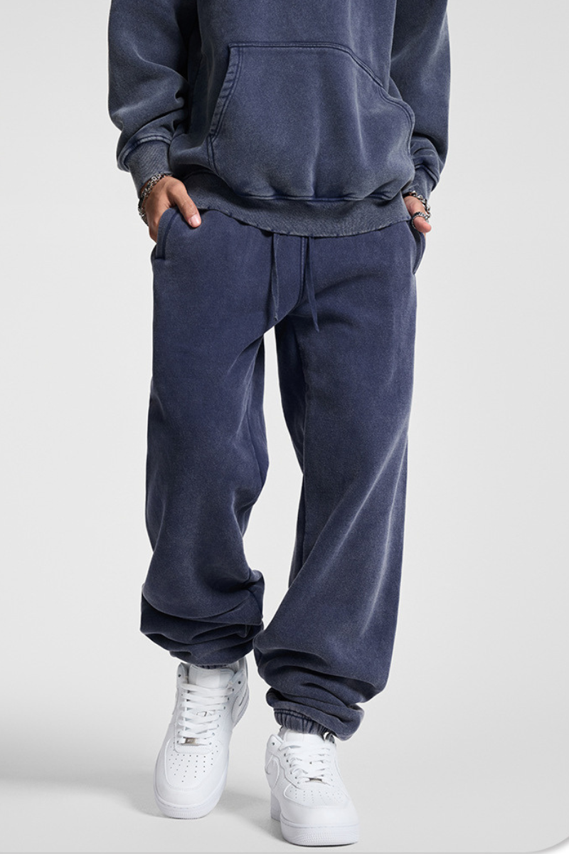 Men's Basic style ankle-cuffed wide-leg pants