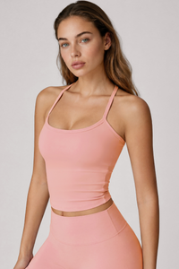 Women's Y Back Thin Strap Cropped Nude Feel Yoga vest