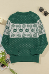 Women's Fall Christmas Long-Sleeve Snowflake Knit Sweater