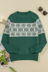 Women's Fall Christmas Long-Sleeve Snowflake Knit Sweater