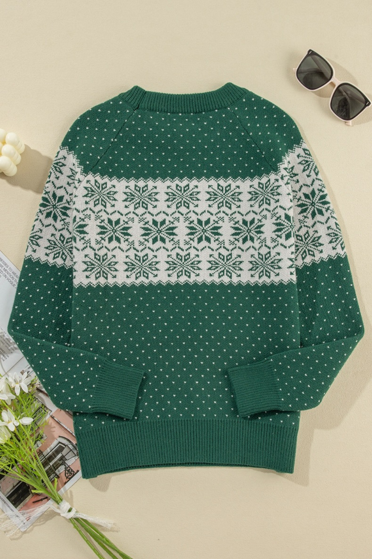 Women's Fall Christmas Long-Sleeve Snowflake Knit Sweater