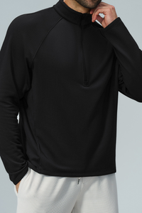Men's Fall Half Zip Mock Neck Fleece Sports Long Sleeve Top