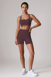 Women's Color Block Halterneck Bra And Shorts Yoga Sets