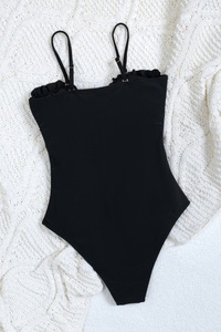 Women's Summer Ruffle V-Neck Bow One Piece Beach Swimsuit