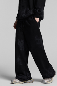 Distressed, worn-out straight-leg pants