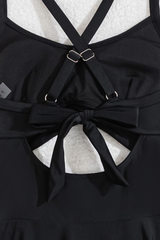 Women's U-Neck Criss Cross Back Solid Swimsuit