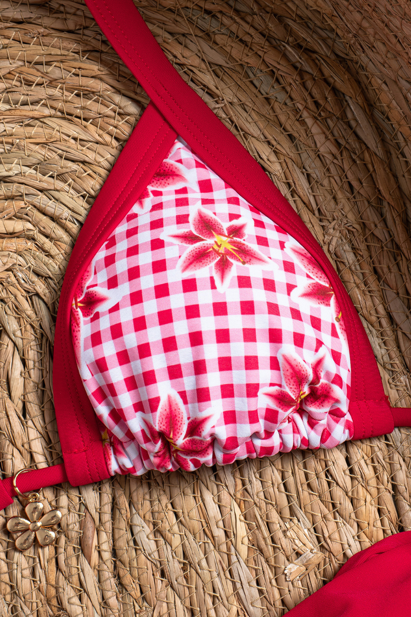 Women's Lily Print Halter Triangle Low Waist Bikini Set