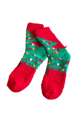 Women's Christmas Printed Fuzzy Plush Mid‑Calf Socks