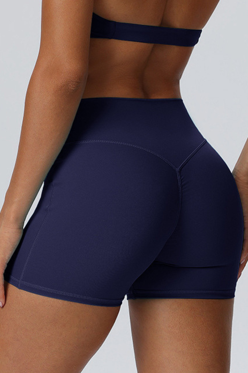 Women's No Front Seam Pleated Buttocks Lift Workout Shorts