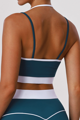 Women's Athletic Thin Straps  Color-Blocked Stripes Bra
