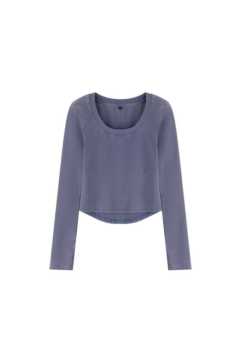 Women's Fall Snowflake U-Neck Slim Fit Long Sleeve Top