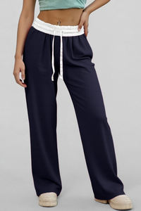 Women's Color-Blocked Drawstring Casual Pants