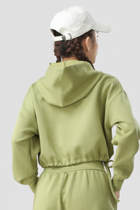 Women's Fall Cropped Drawstring Hem Loose Fit Sweatshirt