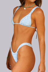 Women's Tropical Triangle High Waist Tie Bikini Set - 2pcs