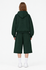 Women's 100% Cotton Loungewear Sets:Hooded Jacket &Mid Short