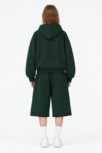Women's 100% Cotton Loungewear Sets:Hooded Jacket &Mid Short