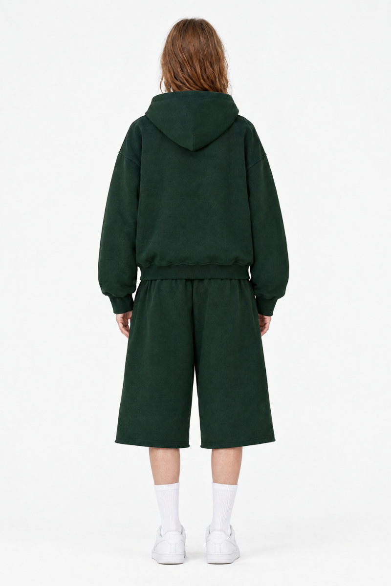 Women's 100% Cotton Loungewear Sets:Hooded Jacket &Mid Short