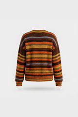 Women's Winter Retro Color Striped Long Sleeve Knit Sweater