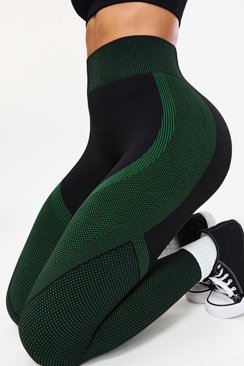 Women's Seamless High Waist Color Block Yoga Leggings