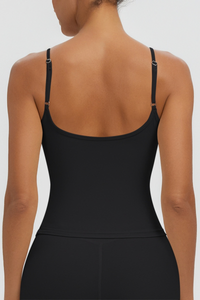Women Square Neck Adjustable Thin Strap Workout Tank Top