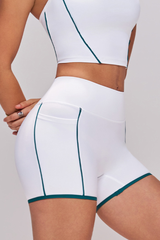 Women's Athletic Color-blocked High-waist Side Pocket Shorts